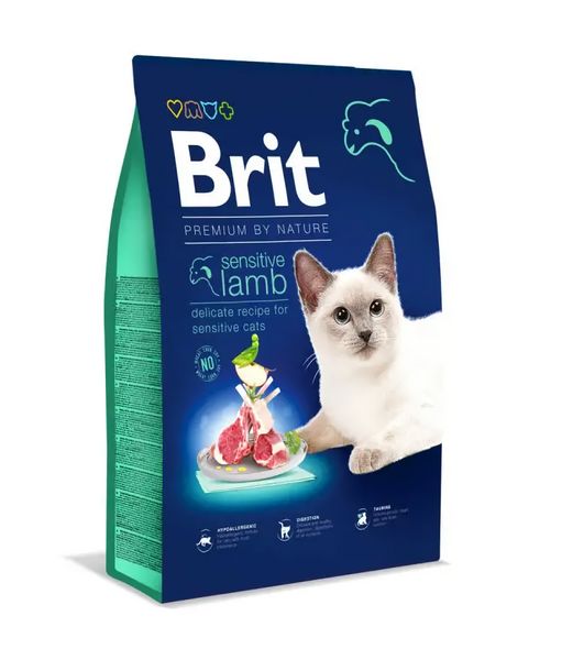 Сухой корм Брит Brit Premium by Nature Cat Sensitive с ягненком для кошек с чувствительным пищеварением, 8 кг 171873 фото