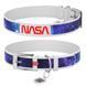Ошейник для собак кожаный WAUDOG Design с QR паспортом, рисунок "NASA21", XXS, Ш 12 мм, Дл 18-24 см, белый 3601-0148-15 фото 1