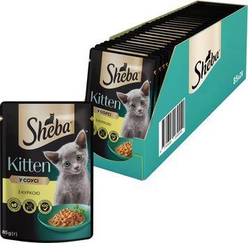 Влажный корм Sheba (Шеба) для котят с курицей в соусе 85 г (блок 28 шт) 460647 фото
