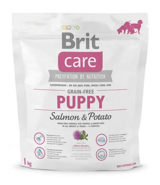 Сухий корм для цуценят Бріт Brit Care GF Puppy Salmon&Potato, 1 кг 132720/0078 фото