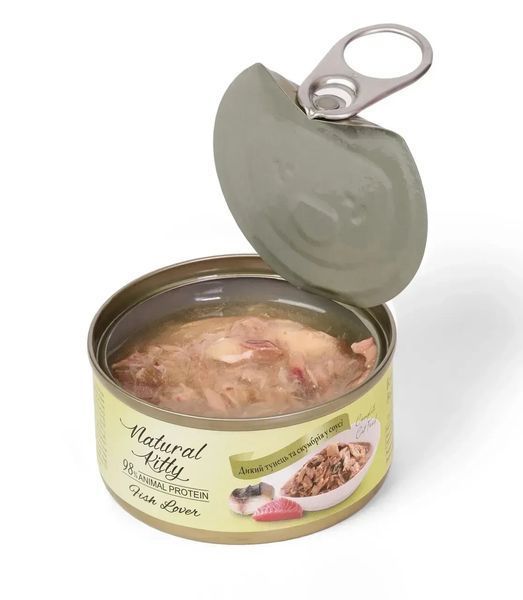 Вологий корм Natural Kitty Meat Lover Mackerel And Tuna In Gravy додатковий корм для котів тунець з скумбрією у соусі, 70 г вNKT240304 фото