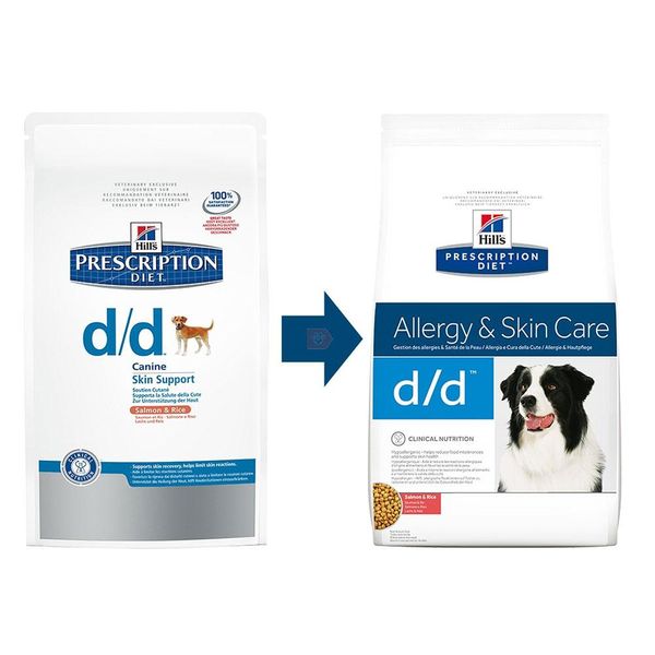 Hills Prescription Diet Canine d/d (лосось і рис) Лікувальний сухий корм для собак / 12 кг 9178 фото