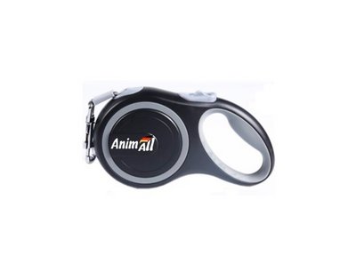 Поводок-рулетка AnimAll М до 25 кг, 5метров М (Серо-чёрный) 60702 фото