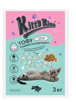 Наполнитель Кити Кис Kitty Kiss Тофу соевый для кошек с ароматом бабл гам, 3 кг kitty19 фото