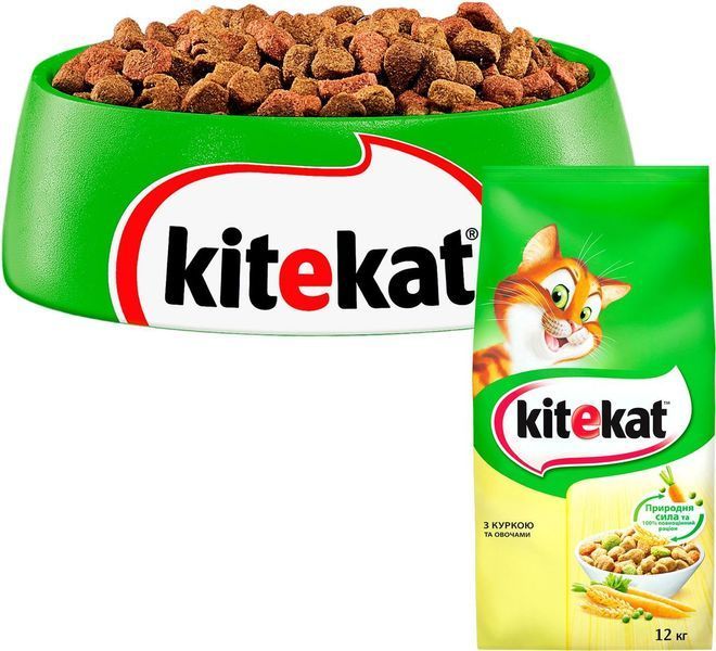 Сухой корм для взрослых кошек KiteKat (КитиКет) с курицей и овощами 12 кг 126648 фото